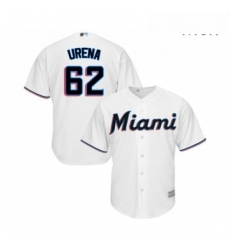 Mens Miami Marlins 62 Jose Urena Replica White Home Cool Base Baseball Jersey 