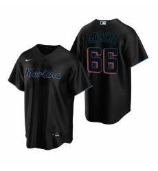 Mens Nike Miami Marlins 66 Jarlin Garcia Black Alternate Stitched Baseball Jersey