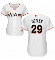 Womens Majestic Miami Marlins 29 Brad Ziegler Replica White Home Cool Base MLB Jersey 