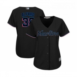 Womens Miami Marlins 38 Jorge Alfaro Replica Black Alternate 2 Cool Base Baseball Jersey 