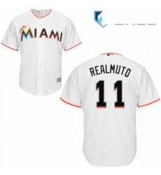 Youth Majestic Miami Marlins 11 J T Realmuto Authentic White Home Cool Base MLB Jersey 