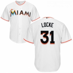 Youth Majestic Miami Marlins 31 Jeff Locke Replica White Home Cool Base MLB Jersey