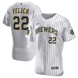 Brewers 22 Christian Yelich White Nike 2020 Flexbase Jersey