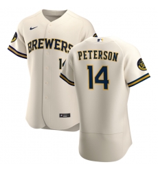 Men Milwaukee Brewers 14 Jace Peterson Men Nike Cream Home 2020 Flex Base Player MLB Jersey