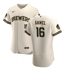 Men Milwaukee Brewers 16 Ben Gamel Men Nike Cream Home 2020 Flex Base Player MLB Jersey