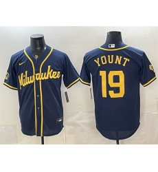Men Milwaukee Brewers 19 Robin Yount Navy 2025 With Patch Stitched Baseball Jersey Men Milwaukee Brewers 19 Robin Yount Navy 2025 With Patch Stitched Baseball Jersey