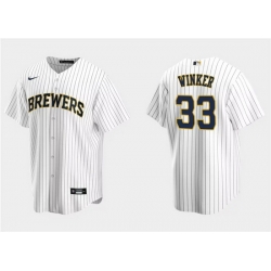 Men Milwaukee Brewers 33 Jesse Winker White Cool Base Stitched Jersey