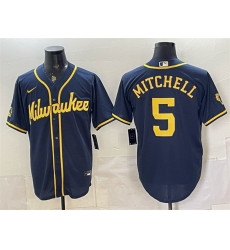 Men Milwaukee Brewers 5 Garrett Mitchell Navy 2025 With Patch Stitched Baseball Jersey Men Milwaukee Brewers 5 Garrett Mitchell Navy 2025 With Patch Stitched Baseball Jersey