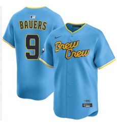 Men Milwaukee Brewers Jake Bauers #9 Home City Connect Stitched Limited Jersey Men Milwaukee Brewers Jake Bauers #9 Home City Connect Stitched Limited Jersey