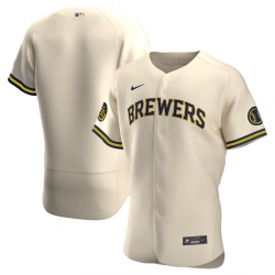 Men Milwaukee Brewers Men Nike Cream Alternate 2020 Flex Base Team MLB Jersey