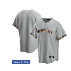 Men Milwaukee Brewers Nike Gray Blank Jersey