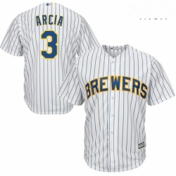 Mens Majestic Milwaukee Brewers 3 Orlando Arcia Replica White Alternate Cool Base MLB Jersey