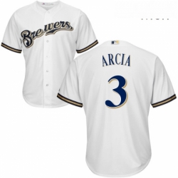 Mens Majestic Milwaukee Brewers 3 Orlando Arcia Replica White Home Cool Base MLB Jersey