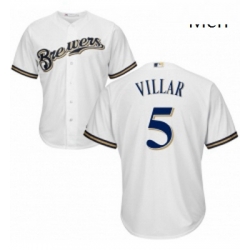 Mens Majestic Milwaukee Brewers 5 Jonathan Villar Replica White Home Cool Base MLB Jersey