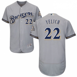 Mens Milwaukee Brewers 22 Christian Yelich Grey Flexbase Authentic Collection Stitched MLB Jersey