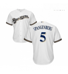 Mens Milwaukee Brewers 5 Cory Spangenberg Replica White Alternate Cool Base Baseball Jersey 