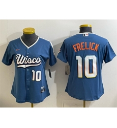 Women Milwaukee Brewers 10 Sal Frelick Mineral Blue 2026 City Connect Stadium Stitched Baseball Jersey Women Milwaukee Brewers 10 Sal Frelick Mineral Blue 2026 City Connect Stadium Stitched Baseball Jersey