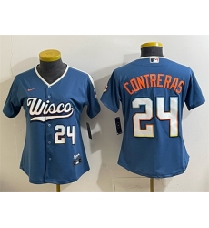 Women Milwaukee Brewers 24 William Contreras Mineral Blue 2026 City Connect Stadium Stitched Baseball Jersey Women Milwaukee Brewers 24 William Contreras Mineral Blue 2026 City Connect Stadium Stitched Baseball Jersey