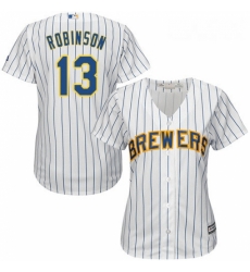 Womens Majestic Milwaukee Brewers 13 Glenn Robinson Authentic White Alternate Cool Base MLB Jersey