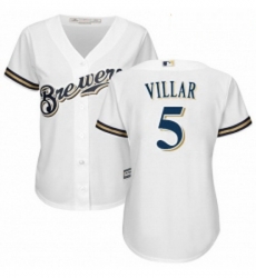 Womens Majestic Milwaukee Brewers 5 Jonathan Villar Authentic White Home Cool Base MLB Jersey