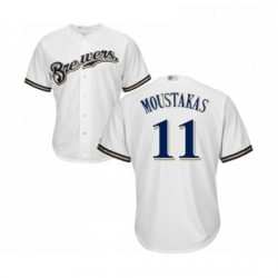 Youth Milwaukee Brewers 11 Mike Moustakas Replica White Alternate Cool Base Baseball Jersey 