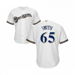 Youth Milwaukee Brewers 65 Burch Smith Replica White Alternate Cool Base Baseball Jersey 