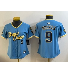 Youth Milwaukee Brewers 9 Bob Uecker Powder Blue City Connect Stitched Jersey Youth Milwaukee Brewers 9 Bob Uecker Powder Blue City Connect Stitched Jersey