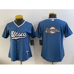Youth Milwaukee Brewers Team Big Logo Mineral Blue 2026 City Connect Stadium Stitched Baseball Jersey