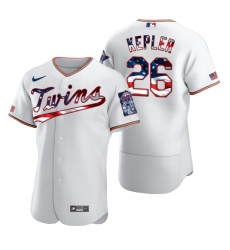 Men Minnesota Twins 26 Max Kepler Men Nike White Fluttering USA Flag Limited Edition Flex Base MLB Jersey