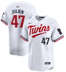 Men Minnesota Twins 47 Edouard Julien White 2024 Home Limited Stitched Baseball Jersey