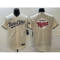 Men Minnesota Twins Cream Team Big Logo Flex Base Stitched Jersey