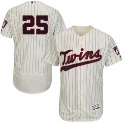 Mens Majestic Minnesota Twins 25 Byron Buxton Authentic Cream Alternate Flex Base Authentic Collection MLB Jersey