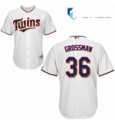 Mens Majestic Minnesota Twins 36 Robbie Grossman Replica White Home Cool Base MLB Jersey 