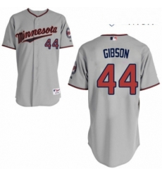 Mens Majestic Minnesota Twins 44 Kyle Gibson Authentic Grey Road Cool Base MLB Jersey 