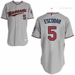 Mens Majestic Minnesota Twins 5 Eduardo Escobar Replica Grey Road Cool Base MLB Jersey 