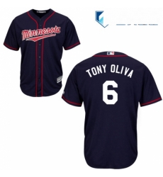 Mens Majestic Minnesota Twins 6 Tony Oliva Replica Navy Blue Alternate Road Cool Base MLB Jersey