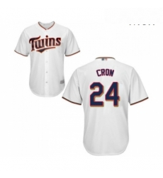 Mens Minnesota Twins 24 C J Cron Replica White Home Cool Base Baseball Jersey 