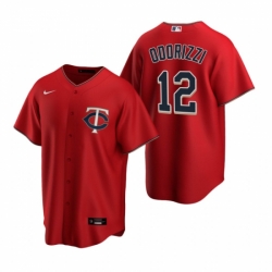 Mens Nike Minnesota Twins 12 Jake Odorizzi Red Alternate Stitched Baseball Jersey