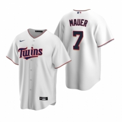 Mens Nike Minnesota Twins 7 Joe Mauer White Home Stitched Baseball Jerse