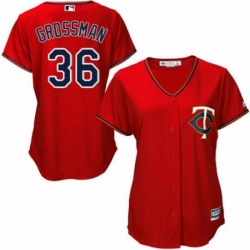 Womens Majestic Minnesota Twins 36 Robbie Grossman Authentic Scarlet Alternate Cool Base MLB Jersey 