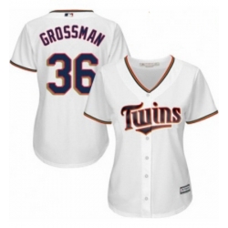 Womens Majestic Minnesota Twins 36 Robbie Grossman Authentic White Home Cool Base MLB Jersey 