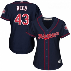 Womens Majestic Minnesota Twins 43 Addison Reed Replica Navy Blue Alternate Road Cool Base MLB Jersey 