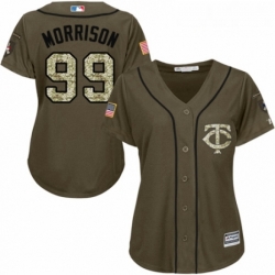 Womens Majestic Minnesota Twins 99 Logan Morrison Authentic Green Salute to Service MLB Jersey 