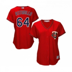 Womens Minnesota Twins 64 Willians Astudillo Replica Scarlet Alternate Cool Base Baseball Jersey 