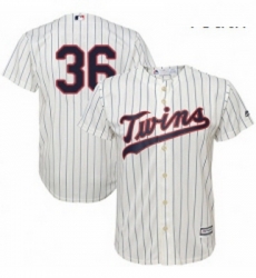 Youth Majestic Minnesota Twins 36 Robbie Grossman Authentic Cream Alternate Cool Base MLB Jersey 