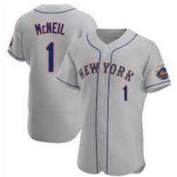 MLB New York Mets 1 Jeff McNeil Gray Nike Flexbase Men Jersey