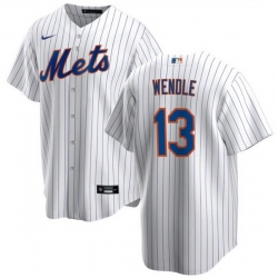 Men New York Mets 13 Joey Wendle White Cool Base Stitched Baseball Jersey