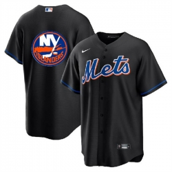 Men New York Mets  26 Islanders Black Cool Base Stitched Baseball Jersey