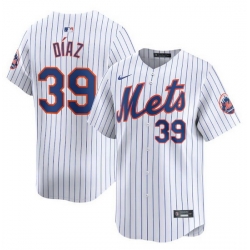 Men New York Mets 39 Edwin Diaz White 2024 Home Limited Stitched Baseball Jersey