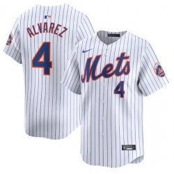 Men New York Mets 4 Francisco Alvarez White Home Limited Stitched Baseball Jersey